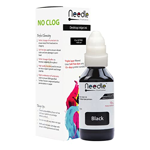 needle ; Pin point precision Needle 100gms GI790 Compatible Refill Ink | Made in India | for Canon Pixma G1000 G1010 G2000 G2010 G3000 G3010 G4000 G4010 G4085 - Printers (Black) - Image 2
