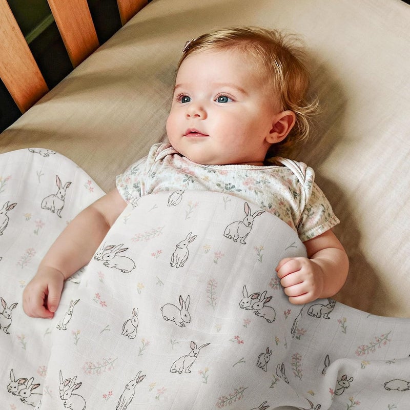 Muslin Swaddle Blankets 2-Pack - Soft, Breathable Receiving Blankets for Newborns (35" x 40") - Image 2