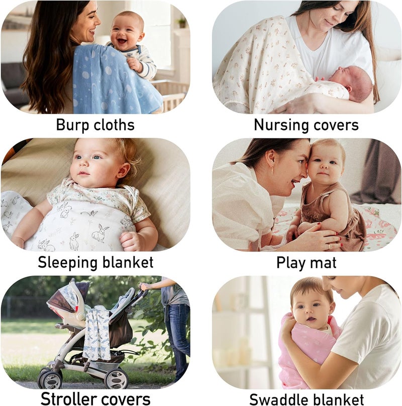 Muslin Swaddle Blankets 2-Pack - Soft, Breathable Receiving Blankets for Newborns (35" x 40") - Image 5