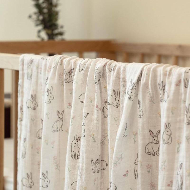 Muslin Swaddle Blankets 2-Pack - Soft, Breathable Receiving Blankets for Newborns (35" x 40") - Image 3