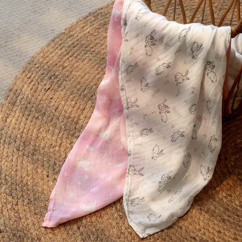 Muslin Swaddle Blankets 2-Pack - Soft, Breathable Receiving Blankets for Newborns (35" x 40") - Image 4