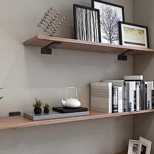 HITOMEN Heavy Duty Floating Shelf Brackets, 10-Inch (1/5'' Thick) Hidden Shelves Hardware, Iron L Brackets, Rustic Industrial Black Metal Wall Shelving Supports, 8 Pack - Image 2