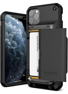 VRS Design Damda Glide Pro Case Cover Wallet with Semi Automatic Slider Card Holder Slot for iPhone 11 Pro MAX - Black Groove  - Image 1