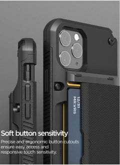 VRS Design Damda Glide Pro Case Cover Wallet with Semi Automatic Slider Card Holder Slot for iPhone 11 Pro MAX - Black Groove  - Image 4