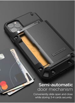 VRS Design Damda Glide Pro Case Cover Wallet with Semi Automatic Slider Card Holder Slot for iPhone 11 Pro MAX - Black Groove  - Image 2