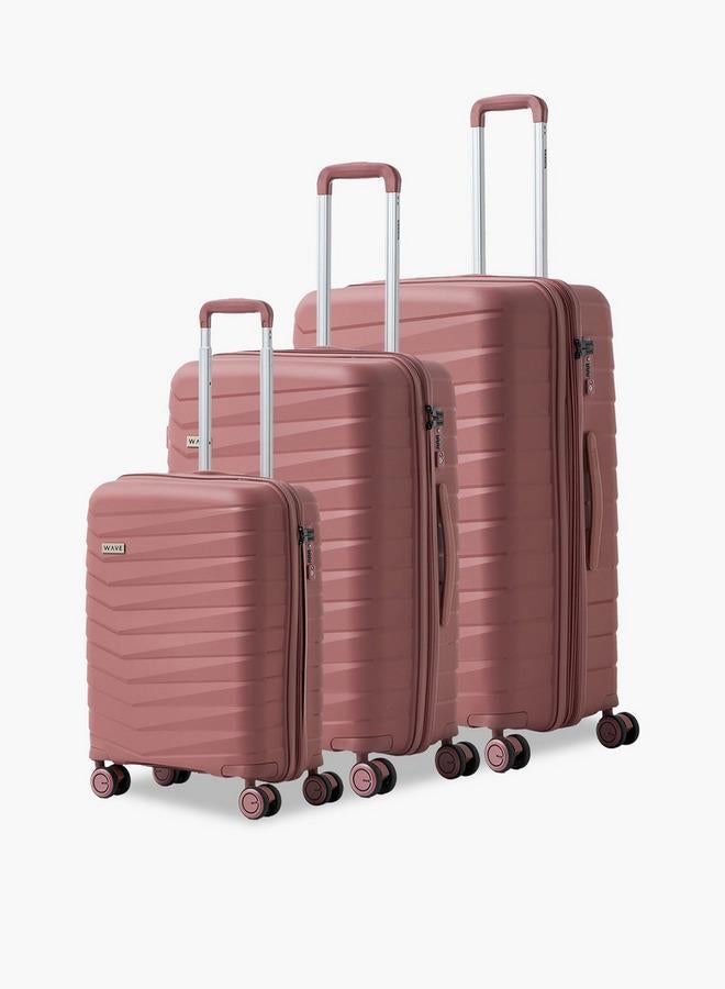 Wave Textured Hardcase Trolley Bag With Retractable Handle - Set Of 3 - Image 1