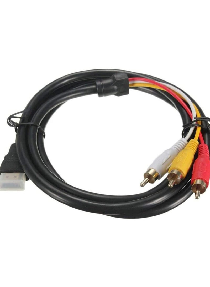 KASTWAVE HDMI to RCA Cable 1080P 5ft 1.5m Male to 3 Video Audio AV Component Converter Adapter Cable Connector Adapter One Way Transmitter for TV DVD - Image 1