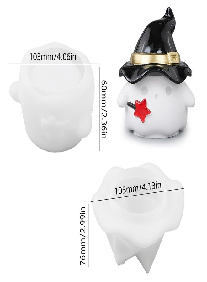 Wehous Halloween Resin Jar Molds with Lids, Unique Ghost Witch Shape Box Silicone Molds, Cute Candle Holder Storage Container Mold for Resin Concrete, Halloween Ornament Candy Holder Art Craft Mould - Image 3