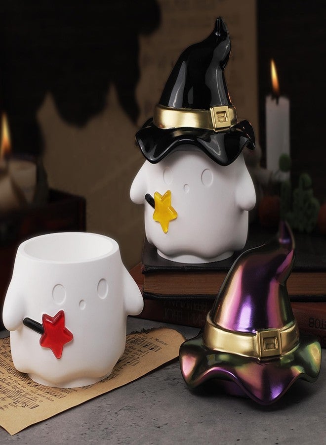 Wehous Halloween Resin Jar Molds with Lids, Unique Ghost Witch Shape Box Silicone Molds, Cute Candle Holder Storage Container Mold for Resin Concrete, Halloween Ornament Candy Holder Art Craft Mould - Image 2