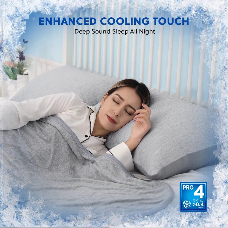 HOMFINE Cooling Pillowcases Queen Size - Double Side Q-Max 0.439 Cooling Fiber for Pillow Protector, Breathable Cold Pillow Cover for Hot Sleeper Night Sweat, Hidden Zipper, 2 Pack (20"x30", Grey) - Image 3