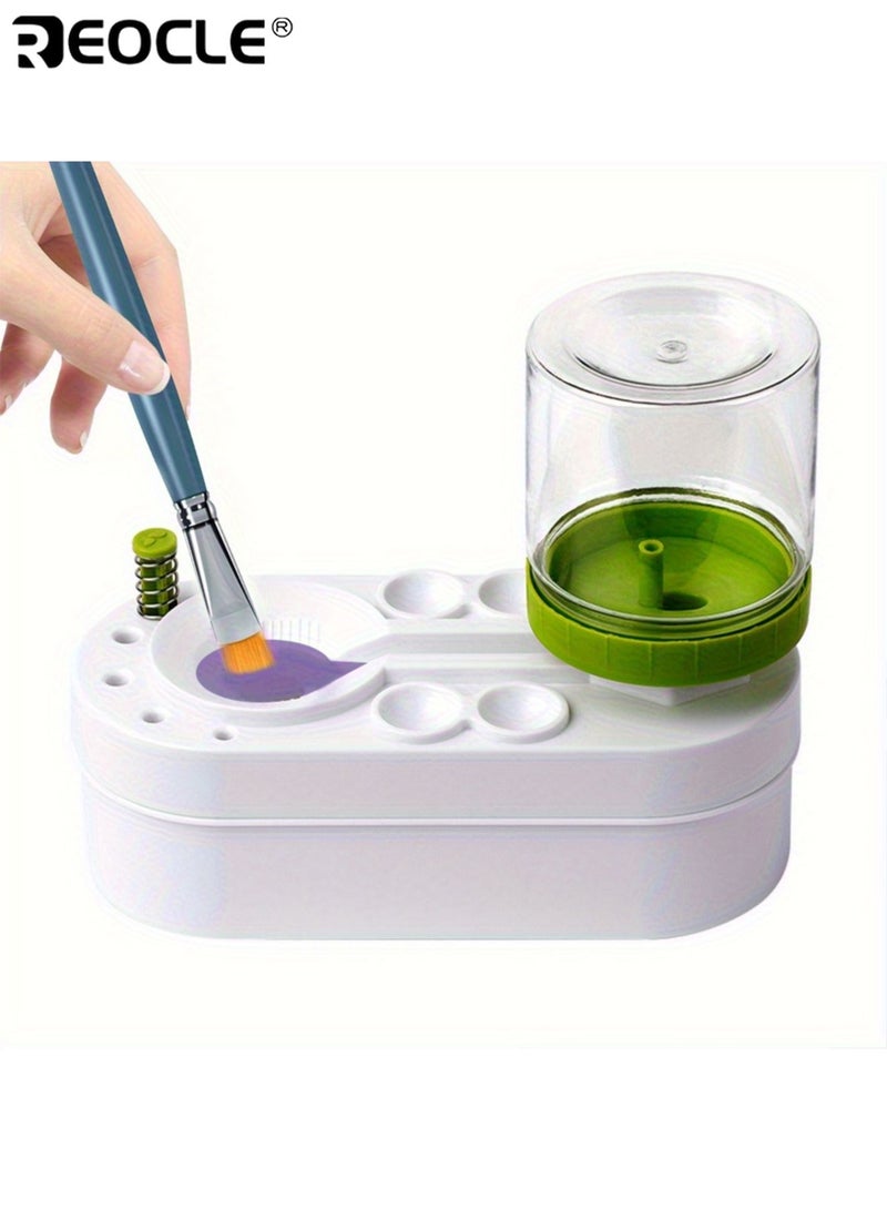 ريوكل منظف فرش أوتوماتيكي للأطفال مع نظام تنظيف أكريليك بألوان مائية وتصميم صغير، غسالة فرش احترافية بتصميم محمول، لوازم الفنانين. - Image 4