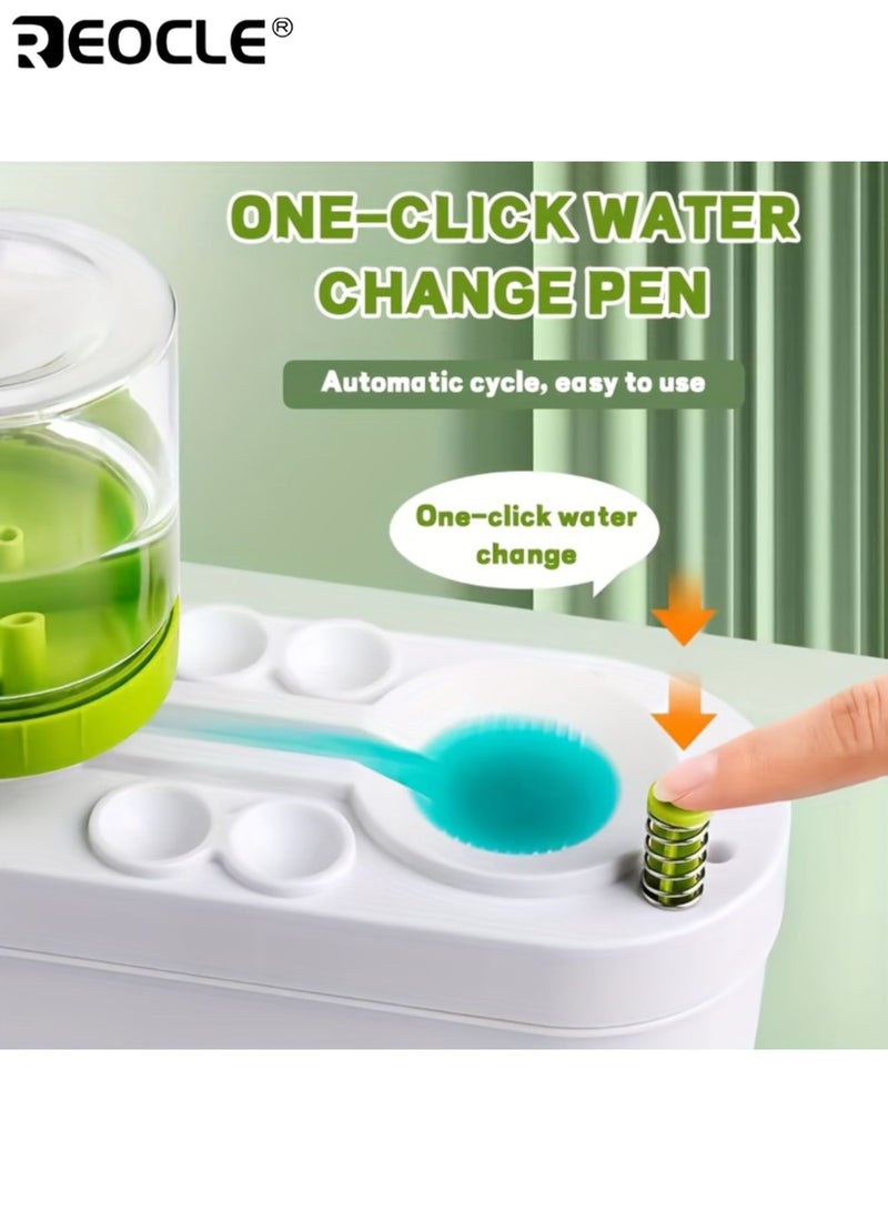 ريوكل منظف فرش أوتوماتيكي للأطفال مع نظام تنظيف أكريليك بألوان مائية وتصميم صغير، غسالة فرش احترافية بتصميم محمول، لوازم الفنانين. - Image 3