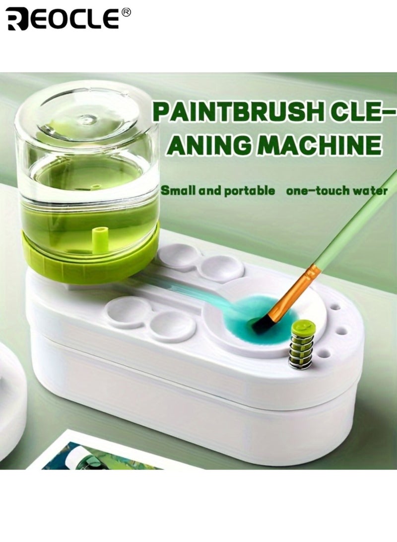 ريوكل منظف فرش أوتوماتيكي للأطفال مع نظام تنظيف أكريليك بألوان مائية وتصميم صغير، غسالة فرش احترافية بتصميم محمول، لوازم الفنانين. - Image 1