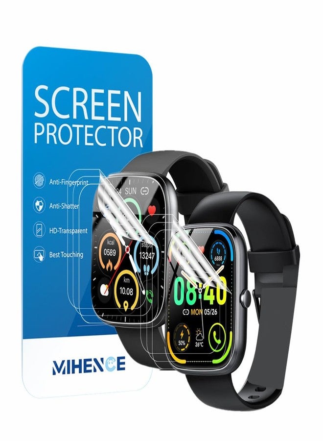 MIHENCE Screen Protector Compatible for QCOQ/Uaue 1.91'' Smart Watch T60, HD Full Coverage TPU Protective Film for T60 1.91"" Smartwatch (6PCS), transparent - Image 1