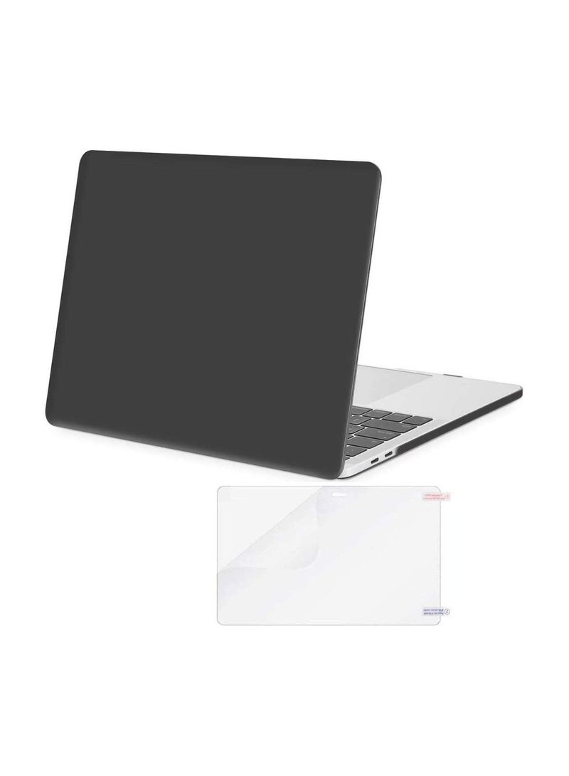 حافظة متوافقة مع ماك بوك برو 13 بوصة إصدار 2016 2020 A2338 M1 A2289 A2251 A2159 A1989 A1706 A1708 مع أو بدون شريط اللمس غلاف بلاستيكي صلب واقي شاشة أسود - Image 1