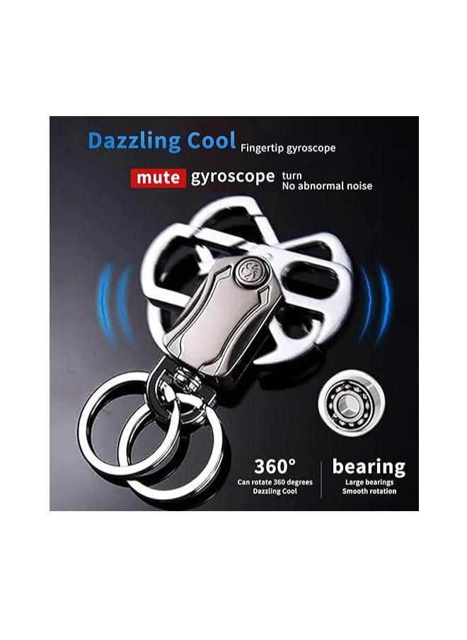 OUYoo For Lexus Key Fob Cover with,Metal fidget spinner key chain, UAE flag key chain, Upgraded TPU Surface Grain Case for GS ES IS IS-F RC RC-F NX LC LS LX570 RX350/450h (4 buttons) (Silver)