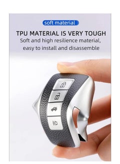 OUYoo OUYoo For Lexus Key Fob Cover with,Metal fidget spinner key chain, UAE flag key chain, Upgraded TPU Surface Grain Case for GS ES IS IS-F RC RC-F NX LC LS LX570 RX350/450h (4 buttons) (Silver)  - Image 3