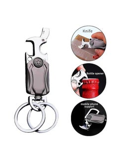 OUYoo OUYoo For Lexus Key Fob Cover with,Metal fidget spinner key chain, UAE flag key chain, Upgraded TPU Surface Grain Case for GS ES IS IS-F RC RC-F NX LC LS LX570 RX350/450h (4 buttons) (Silver)  - Image 4