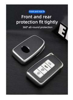OUYoo OUYoo For Lexus Key Fob Cover with,Metal fidget spinner key chain, UAE flag key chain, Upgraded TPU Surface Grain Case for GS ES IS IS-F RC RC-F NX LC LS LX570 RX350/450h (4 buttons) (Silver)  - Image 5