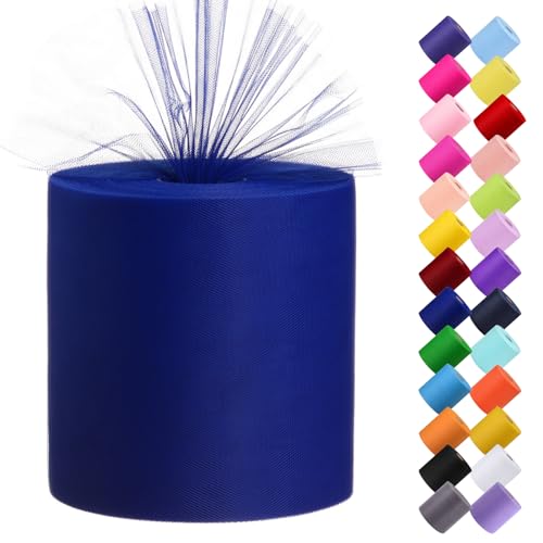 Tulle Fabric Roll 6 by 200 Yards 600FT Tulle Organza Fabric Spool for DIY Tutu Skirt Baby Shower Decor Wedding Backdrop Crafts Birthday Party Supplies Royal Blue
