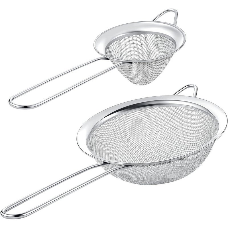 Baker's Secret 2pcs Stainless Steel Strainer Set – Durable Kitchen Tools for Sifting, Straining & Filtering - Image 2