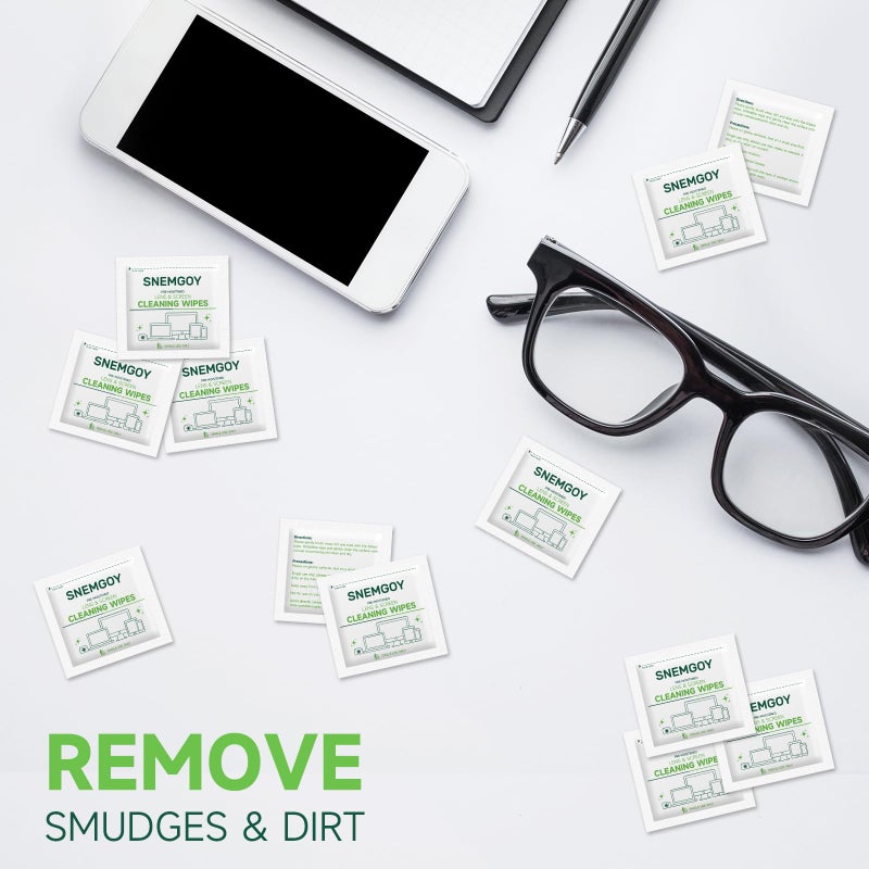 SNEMGOY 100 Count Lens Cleaning Wipes, Pre-Moistened & Individually Wrapped Glasses Wipes, Eye Glasses Cleaner for Eyeglasses, Camera Lens, Phone, Tablets & Computer Screen and Other Delicate Surfaces - Image 2