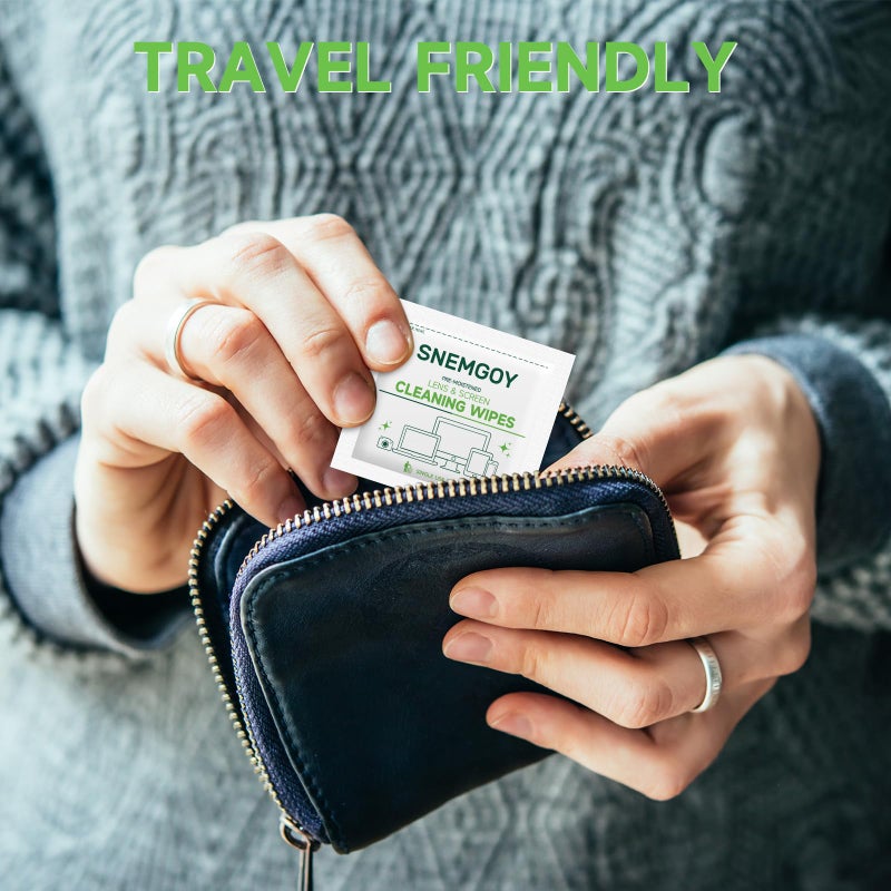 SNEMGOY 100 Count Lens Cleaning Wipes, Pre-Moistened & Individually Wrapped Glasses Wipes, Eye Glasses Cleaner for Eyeglasses, Camera Lens, Phone, Tablets & Computer Screen and Other Delicate Surfaces - Image 4