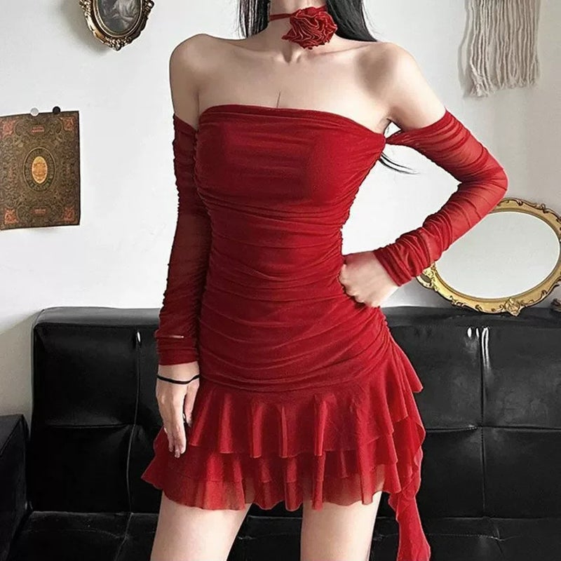 Women's Solid Color Lace Suspender Dress - Image 4