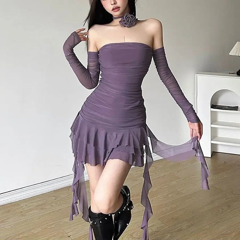 Women's Solid Color Lace Suspender Dress - Image 1