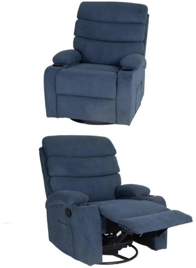 عربست كرسي استرخاء دوار كلاسيكي مبطن بالمخمل (أزرق داكن) - Image 4