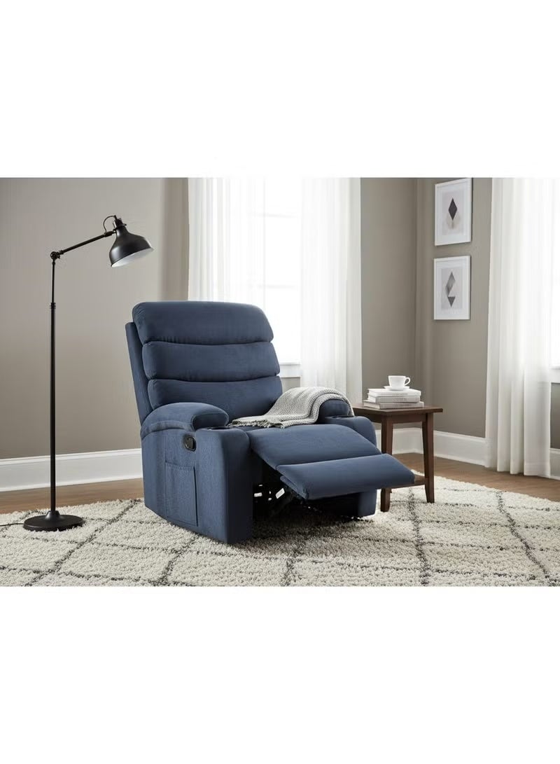 عربست كرسي استرخاء دوار كلاسيكي مبطن بالمخمل (أزرق داكن) - Image 2