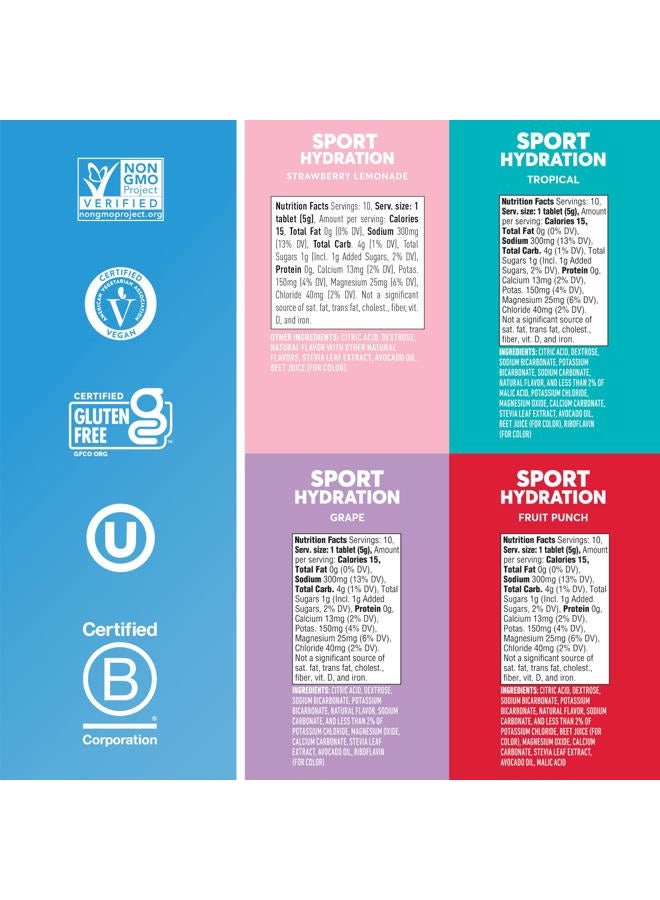 Nuun Sport Electrolyte Tablets with Magnesium, Calcium, Potassium, Chloride & Sodium, Gluten Free & Vegan, Mixed Flavors, 4 Pack (40 Servings Total) - Image 5