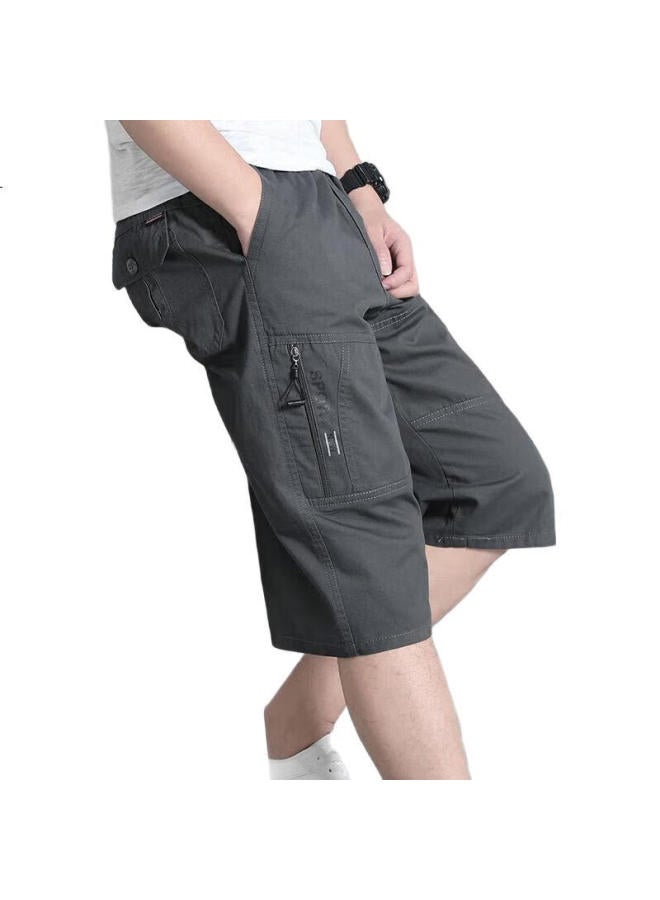 PLAYBOY Men'S Summer Seven-Point Loose Casual Cotton Workwear Plus Size Shorts Khaki 2Xl - Image 3