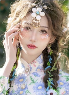 Al Aoyama Bohemian Style Pendant Forehead Chain Ethnic Clock Tassel Hair Jewelry Women's Party Gift  - Image 1