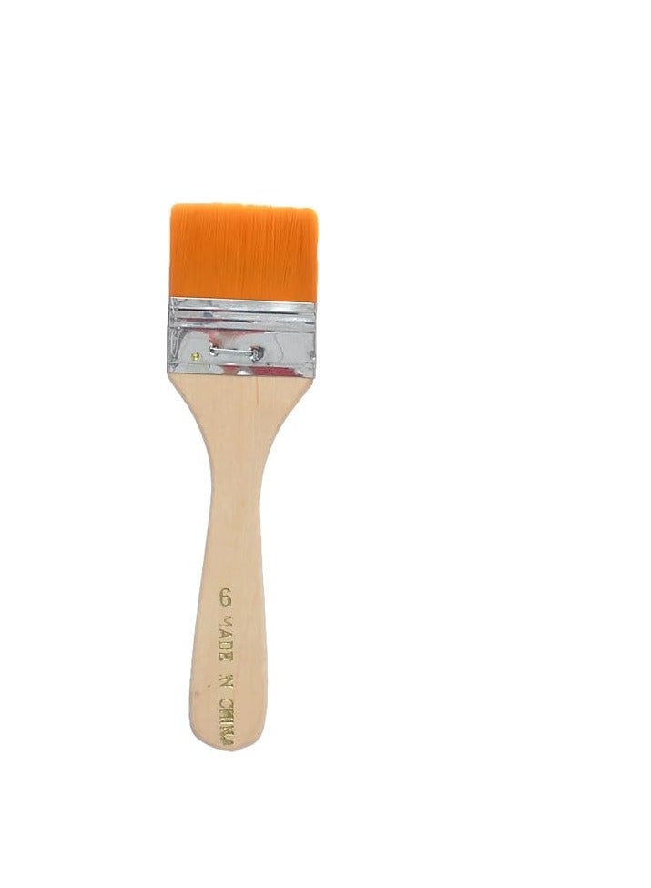 Keep Smiling Gesso Flat Paint Brush Set With Ergonomic Wooden Handles Orange 4 Pieces Artist Series - Image 3