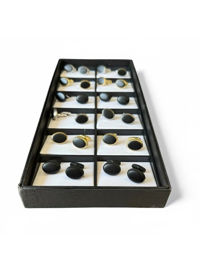 ركس طقم كبك رجالي فاخرة مجموعة متنوعة من الكف لينك بتصميم كلاسيكي و عصري مكونة من 12 زوج من الكبك 69854 - Image 1