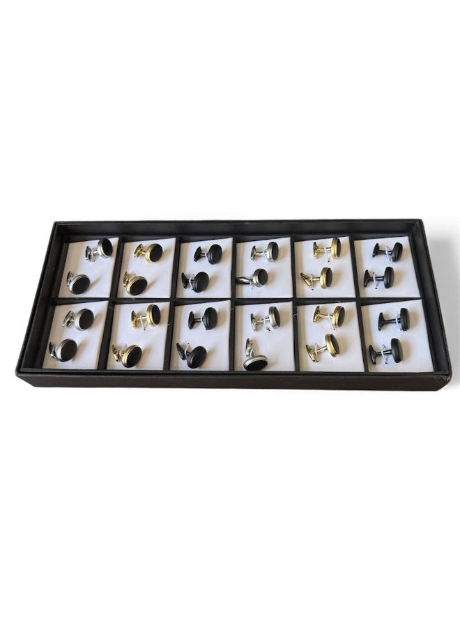 ركس طقم كبك رجالي فاخرة مجموعة متنوعة من الكف لينك بتصميم كلاسيكي و عصري مكونة من 12 زوج من الكبك 69854 - Image 2