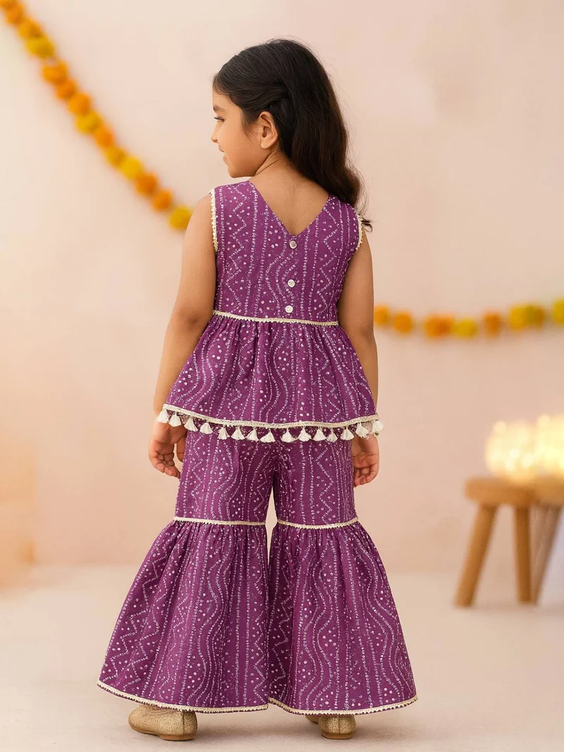 Nautinati Nautinati Purple Festive Ethnic Set for Girls – Cotton Comfort & Style