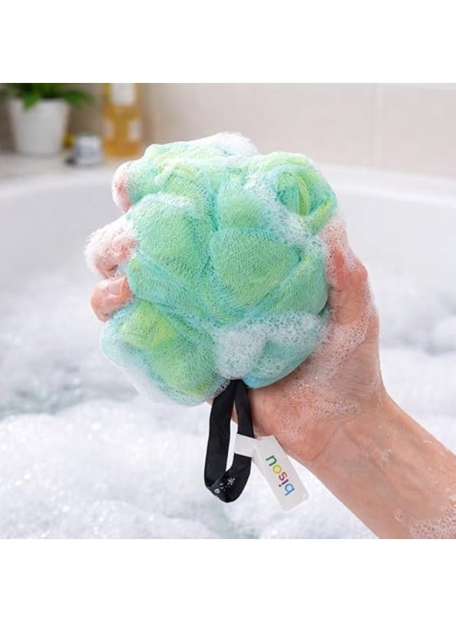 Premium Bath Loofah Sponge Multicolor Soft Mesh Body Scrubber Rich Foam Exfoliating Cleaning For Skin Care Daily Shower Use Comfort Grip Design - Image 1