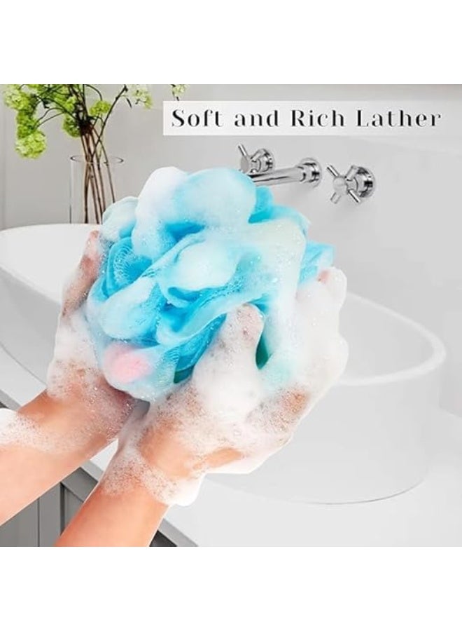 Premium Bath Loofah Sponge Multicolor Soft Mesh Body Scrubber Rich Foam Exfoliating Cleaning For Skin Care Daily Shower Use Comfort Grip Design - Image 2