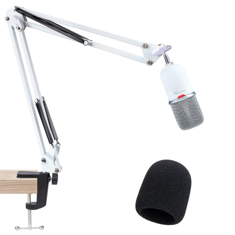 SUNMON For HyperX SoloCast White Boom Arm - White Mic Arm Compatible with Hyper x SoloCast, Microphone Boom Arm with Pop Filter, Improve Sound Quality, White Mic Boom Arm for Hyperx SoloCast by SUNMON - Image 1