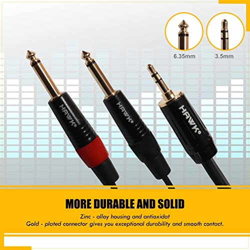 Hawk Proaudio TMPLU01.5 Utility Series 3.5mm TRS Male to Dual 6.35mm TS Female Y Cable - 1.5 Meter (Black) - Image 4