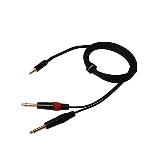 Hawk Proaudio TMPLU01.5 Utility Series 3.5mm TRS Male to Dual 6.35mm TS Female Y Cable - 1.5 Meter (Black) - Image 1