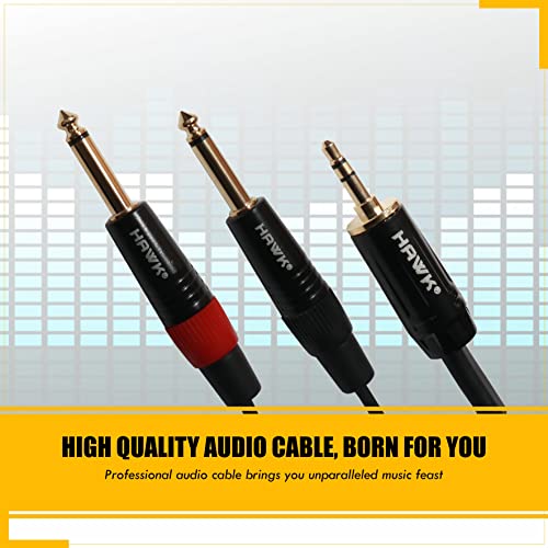 Hawk Proaudio TMPLU01.5 Utility Series 3.5mm TRS Male to Dual 6.35mm TS Female Y Cable - 1.5 Meter (Black) - Image 3