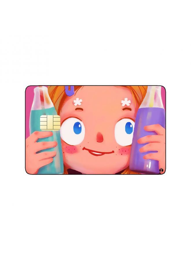 RKN PRINTED BANK CARD STICKER Cute Girl Drawing With Soda Bottles - Image 2