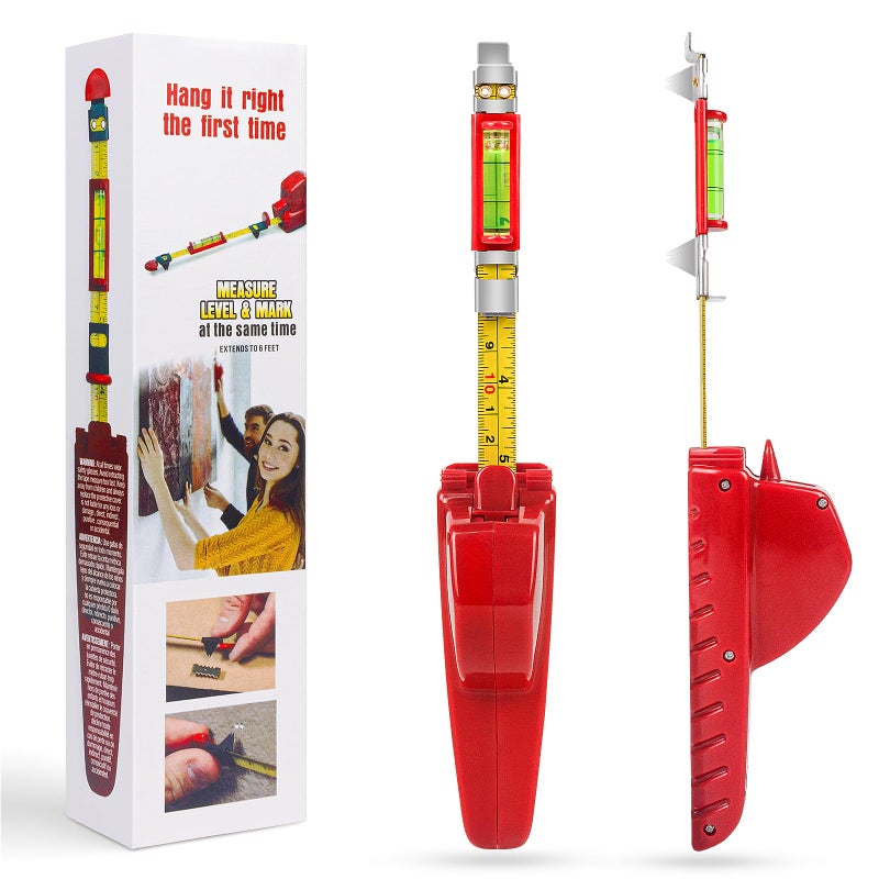 Picture Hanging Tool AllinOne Picture Hanger with Picture Frame Level Ruler Portable Wall Hanging Kit for Hanging Pictures Photo Frames Mirrors Clocks and Artwork