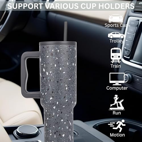 CYNVEXA Tumbler with lid and Straw 1200ML Cup Stainless Steel Vacuum Insulated Tumbler for Water, Iced Tea or Coffee 1.2L Office Gym Travelling (Grey Paint) - Image 4