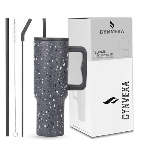 CYNVEXA Tumbler with lid and Straw 1200ML Cup Stainless Steel Vacuum Insulated Tumbler for Water, Iced Tea or Coffee 1.2L Office Gym Travelling (Grey Paint) - Image 1