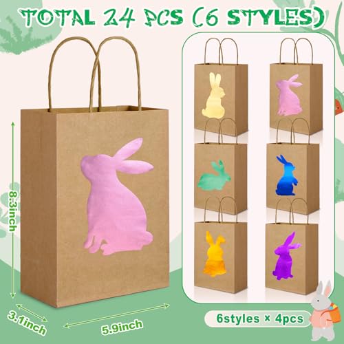 FOGWOWO 24 Pcs 24 Pcs Easter Gift Bags Gold Foil Bunny Gift Bags Easter Bag with Handles Candy Goodie Treat Bags Bunny Bag for Easter Eggs Hunting Party Holiday Wrapping Supplies - Image 3