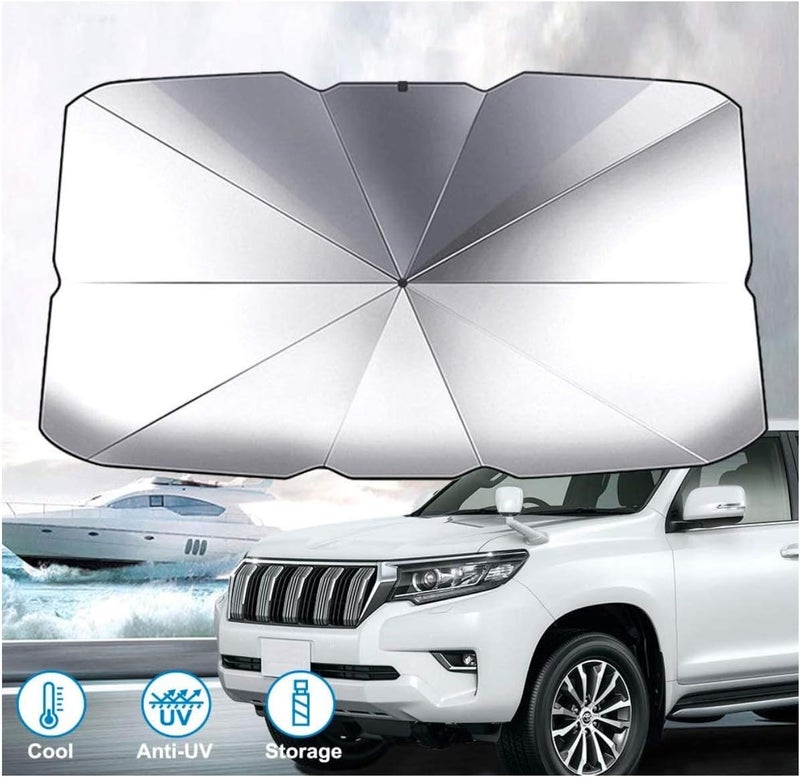 Showay Car Windshield Sunshade - Large Umbrella Sunshade for UV Protection (79 x 145 cm) - Image 1